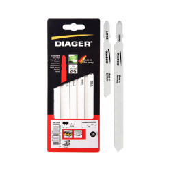 Lames de scie sauteuse bi-metal pour acier et inox L002M5 5 lames 132 / 105 mm 25 tpi (1,0 mm) 'T' Acier et inox de marque Diager, référence: B9641400