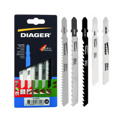 Lames de scie sauteuse - assortiment 5 pieces LMIX001 5 lames assorties   'T' Multi-applications de marque Diager, référence: B9641500