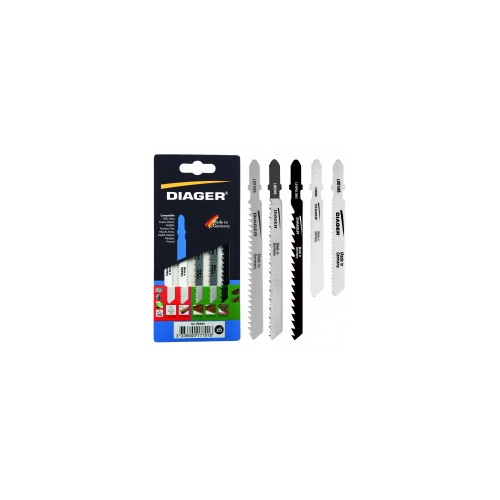 Lames de scie sauteuse - assortiment 5 pieces LMIX001 5 lames assorties   'T' Multi-applications - Diager