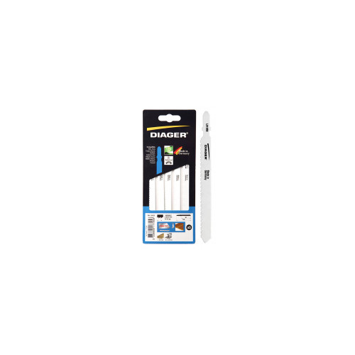 Lames de scie sauteuse bi-metal pour bois cloute L012S5 5 lames 116 / 91 mm (2,0 mm) 'T' Coupe en force - Diager