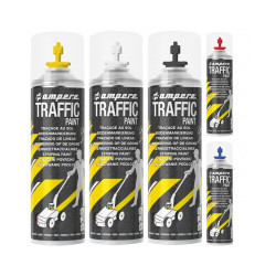 Peinture de tracage semi permanent Bleu 650 / 500 ml de marque AMPERE, référence: B9644400