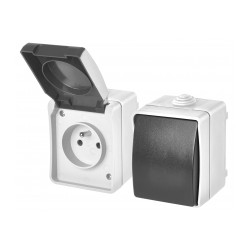 Prise et interrupteur etanche Interrupteur 1 bouton - 10A de marque AXIAN, référence: B9646400