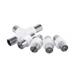 Adaptateurs coaxiaux tv Adaptateurs / coupleurs 2 mâle/mâle + 2 femelle/femelle + 1 'T' de marque AXIAN, référence: B9649000