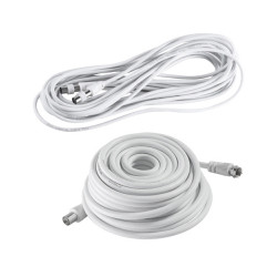 Câbles coaxiaux tv / sat / tnt Câble TV 5m Fiches coaxiales 9,52 mm mâle et femelle + 1 adaptateur mâle/femelle de marque AXIAN, référence: B9649300