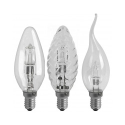 Ampoules halogenes forme bougie 2 ampoules torsadées 28W 370 A vis E14 de marque AXIAN, référence: B9650200
