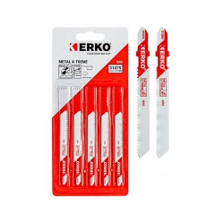 Lames de scies sauteuses bi-metal pour metaux 5 lames T118BF 14 tpi (1,8 mm) 'T' 50 mm Tôles 2 à 6 mm d'épais - Erko
