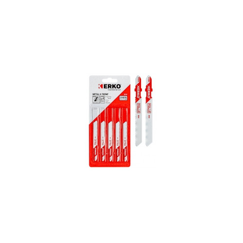 Lames de scies sauteuses bi-metal pour metaux 5 lames T118EF 18 tpi (1,4 mm) 'T' 50 mm Tôles 1,5 à 3 mm d'épais - Erko
