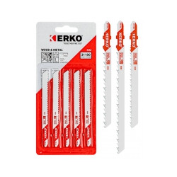 Lames de scies sauteuses bi-metal pour bois cloute - wood metal 5 lames 6 tpi (4 mm) 'T' 75 mm Coupe très rapide / démolition de marque Erko, référence: B9659300