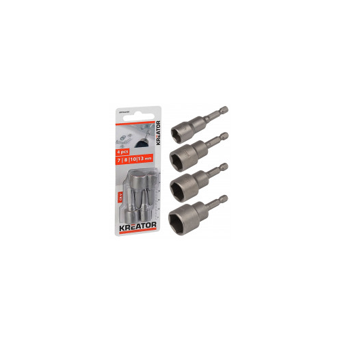 Embouts a douille magnetique 4 douilles 13 / 15 / 17 / 19 mm - Kreator