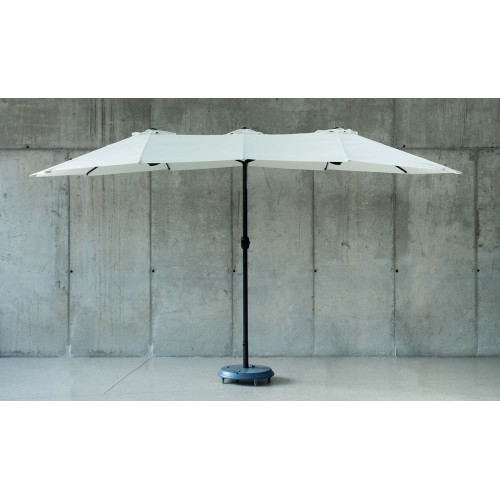 Parasol de jardin TREBOL 460 – Ovale 270 × 460 cm – Aluminium – Toile polyester beige clair - HEVEA