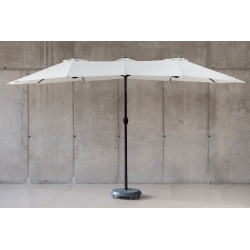 Parasol de jardin TREBOL 460 – Ovale 270 × 460 cm – Aluminium – Toile polyester beige clair - HEVEA