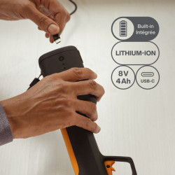 Sécateur électrique à batterie intégrée 8V-4 Ah, 3000 coupes, diam. coupe 25mm - FISKARS