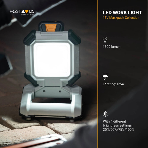 Lampe de chantier LED sans fil - Maxxpack 18V - 1800 lumens - Batavia