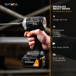 Visseuse à choc Brushless sans fil - Maxxpack 18V - 350 Nm - vendue sans batterie ni chargeur - Batavia