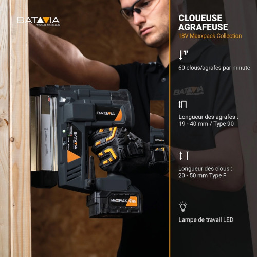 Cloueuse et agrafeuse sans fil - Maxxpack 18V - 18GA Ultra - vendue sans batterie ni chargeur - Batavia