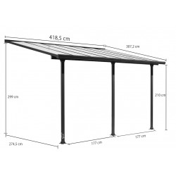 Toit terrasse aluminium - TT3042AL gris anthracite - 12,83 m² - polycarbonate 6 mm - HABRITA