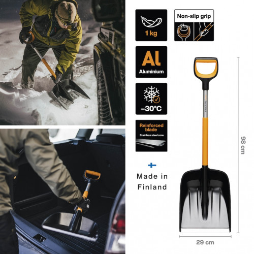 Pelle à neige télescopique - X-Series 71,5 cm - déblayage voiture - FISKARS