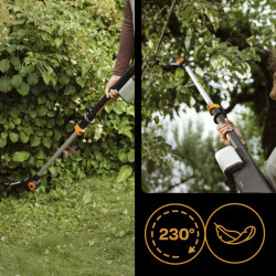 Offre promo 2 batteries offertes - Coupe-branche à batteries amovibles 12V-4 Ah - portée 3,4m, diam. de coupe 32mm - FISKARS