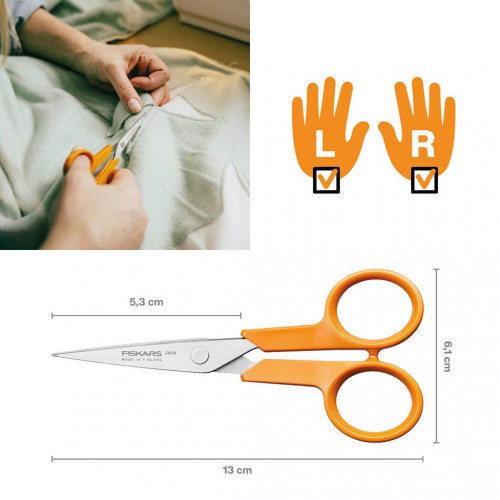 Ciseaux Micro-Tip - Classic 13 cm ambidextres - découpe de précision couture et loisirs créatifs - FISKARS