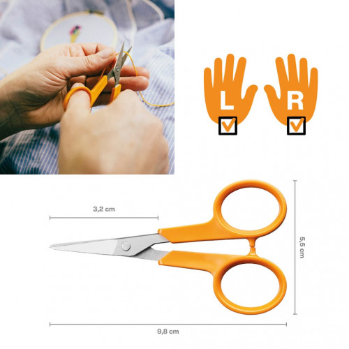 Ciseaux de broderie - Classic 10 cm ambidextres - découpe précise fils et tissus - FISKARS