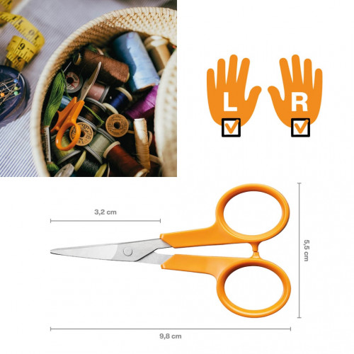 Ciseaux de broderie incurvés - Classic 10 cm ambidextres - couture et découpe de précision - FISKARS