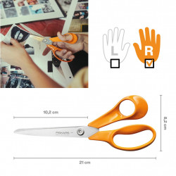 Ciseaux universels - Classic 21 cm pour droitier - coupe précise multi-usages - FISKARS