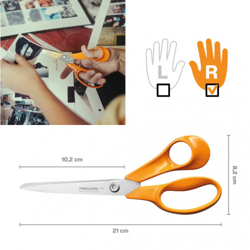 Ciseaux universels - Classic 21 cm pour droitier - coupe précise multi-usages - FISKARS