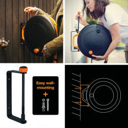 Dévidoir automatique - S avec tuyau 15 m - enrouleur mural pour arrosage de jardin - FISKARS