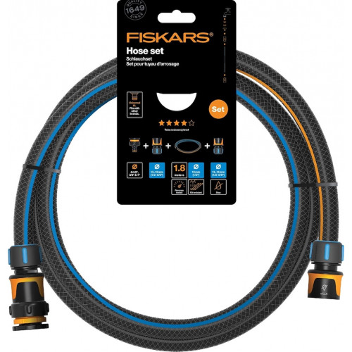 Kit tuyau d'arrosage - 1,8 m - set de raccordement pour dévidoir - FISKARS