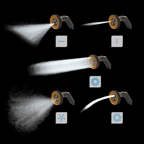 Pistolet d'arrosage - Multi 5 fonctions avec raccord STOP - set de pulvérisation universel - FISKARS