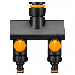 Raccord 2 voies - Comfort avec vannes on/off - répartiteur robinet arrosage universel de marque FISKARS, référence: J9706200
