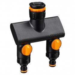 Raccord 2 voies - Comfort avec vannes on/off - répartiteur robinet arrosage universel - FISKARS