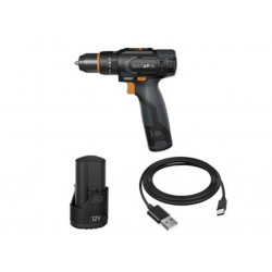 Perceuse-visseuse à percussion sans fil - Fixxpack 12 V - usage perçage et vissage avec batterie de marque Batavia, référence: B9713100