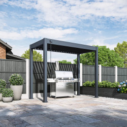 Pergola barbecue 3 x 1,5 m à lames orientables - aluminium - toit étanche avec drainage intégré - Ombréa