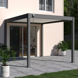 Pergola autoportante 3 x 3 m à lames orientables - aluminium anthracite - toit blanc avec drainage intégré - Ombréa