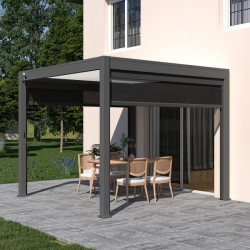 Pergola autoportante 3 x 3 m à lames orientables - aluminium anthracite - toit blanc avec drainage intégré - Ombréa