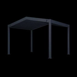 Pergola double pente 3 x 4 m à lames orientables - aluminium anthracite - drainage intégré - Ombréa