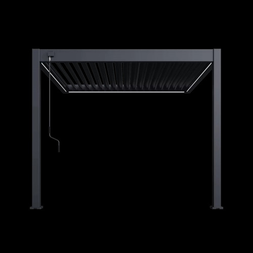 Pergola adossée VS 3 x 3 m à lames doubles orientables - aluminium - étanche avec drainage intégré - Ombréa