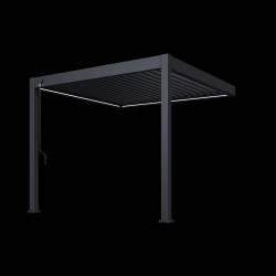 Pergola adossée VS 3 x 3 m à lames doubles orientables - aluminium - étanche avec drainage intégré - Ombréa