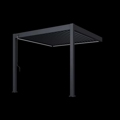 Pergola adossée VS 3 x 3 m à lames doubles orientables - aluminium - étanche avec drainage intégré - Ombréa