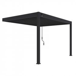 Pergola bioclimatique adossée 3 x 4 m à lames orientables - aluminium anthracite - surface 12 m² - Ombréa