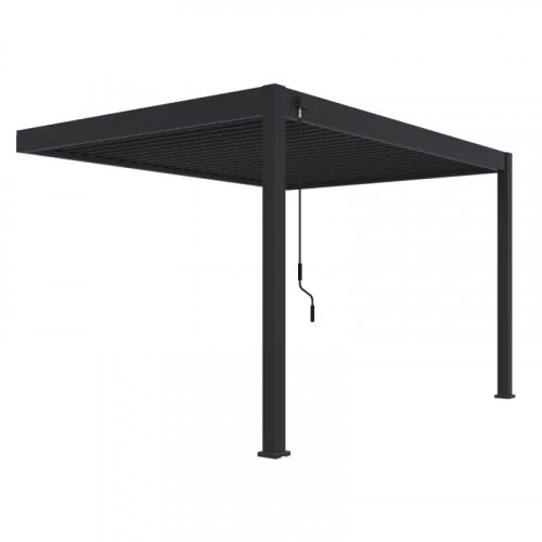 Pergola bioclimatique adossée 3 x 4 m à lames orientables - aluminium anthracite - surface 12 m² - Ombréa