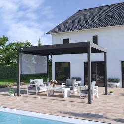 Pergola bioclimatique autoportante 4 x 3 m à lames orientables - aluminium - stores latéraux intégrés de marque Ombréa, référence: J9718000