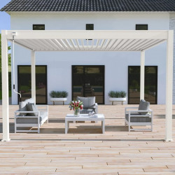 Pergola bioclimatique 3 x 4 m à lames doubles orientables - aluminium blanc - store inclus - Ombréa