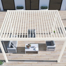 Pergola bioclimatique 3 x 4 m à lames doubles orientables - aluminium blanc - store inclus - Ombréa