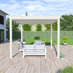 Pergola bioclimatique 3 x 4 m à lames doubles orientables - aluminium blanc - store inclus - Ombréa