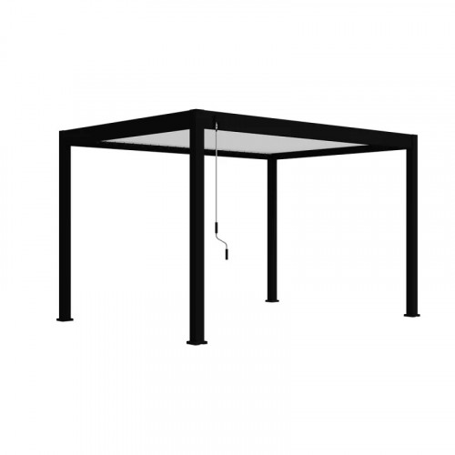Pergola bioclimatique autoportante 3 x 4 m noire - avec store latéral 4m blanc - Ombréa