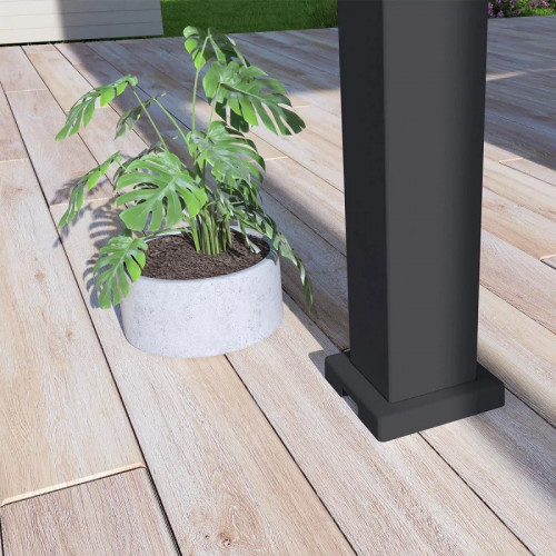 Pergola bioclimatique autoportante 3 x 4 m noire - avec store latéral 4m blanc - Ombréa