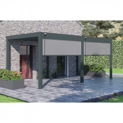 Pergola bioclimatique autoportante 6 x 3 m à lames orientables - aluminium anthracite - stores latéraux inclus - Ombréa