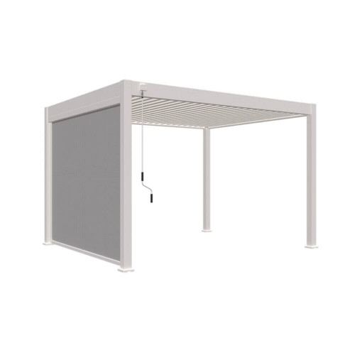 Pergola autoportante 6 x 3 m avec 2 stores de 3 m - aluminium anthracite et blanc - toiture bioclimatique étanche - Ombréa